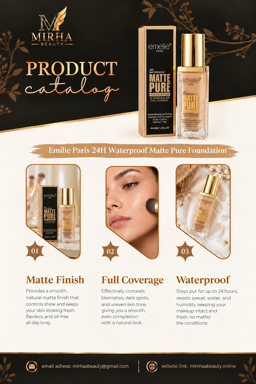 Emilie Paris 24H Waterproof Matte Pure Foundation & Concealer ⨠| Mirhaa Beauty Store